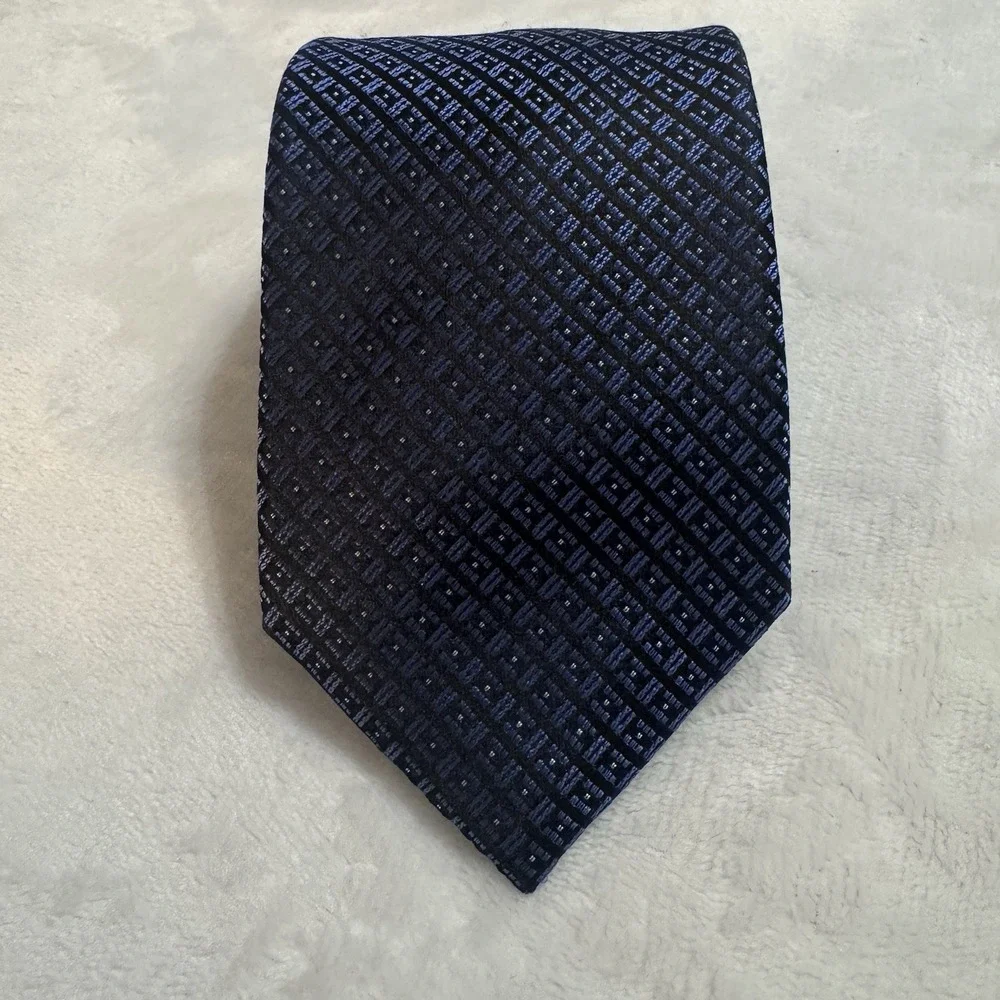 Pronto Uomo Blue Geometric Grid Neck Tie‎ Mens 61